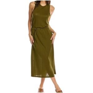Rag and Bone NWT Rower Belted Dress Midi Sleeveless Dark Olive Green Size Small
